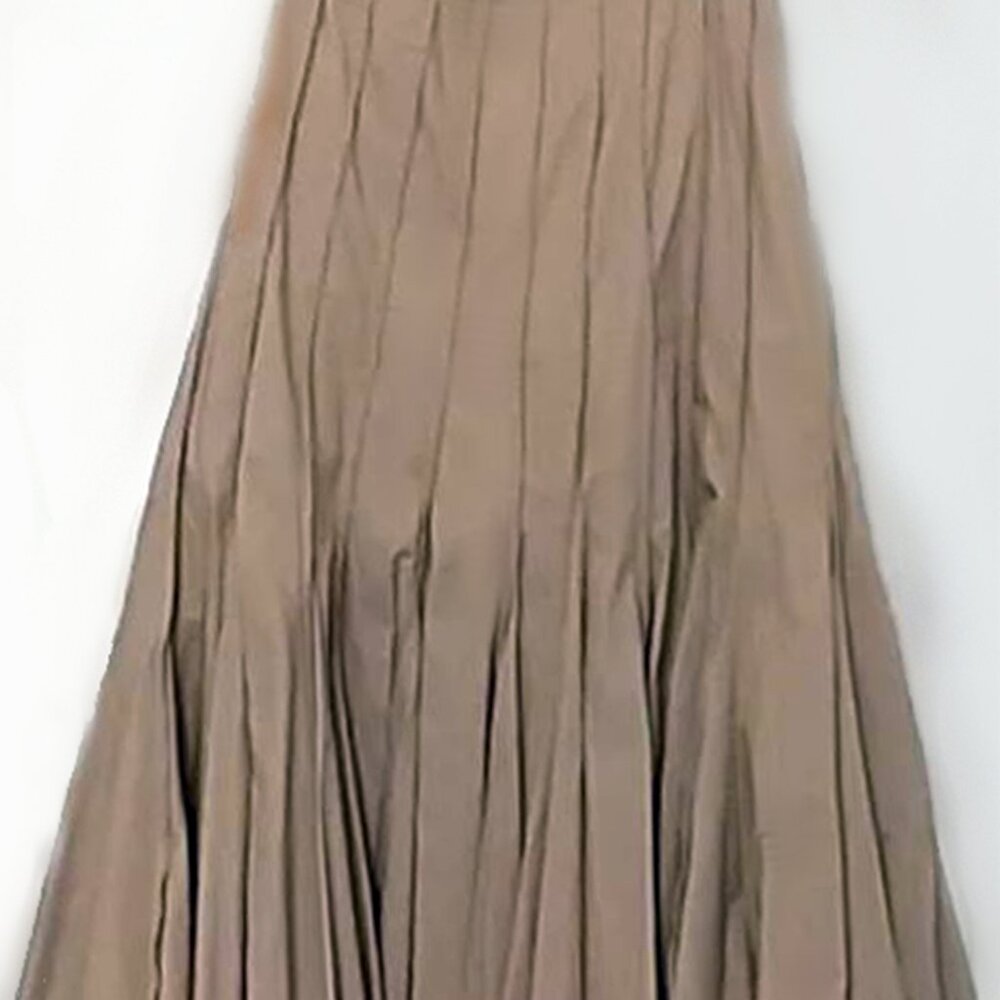 Lena Gabrielle NY pleated skirt knife-pleat khaki, beige,  A-line swing boho - Picture 3 of 9